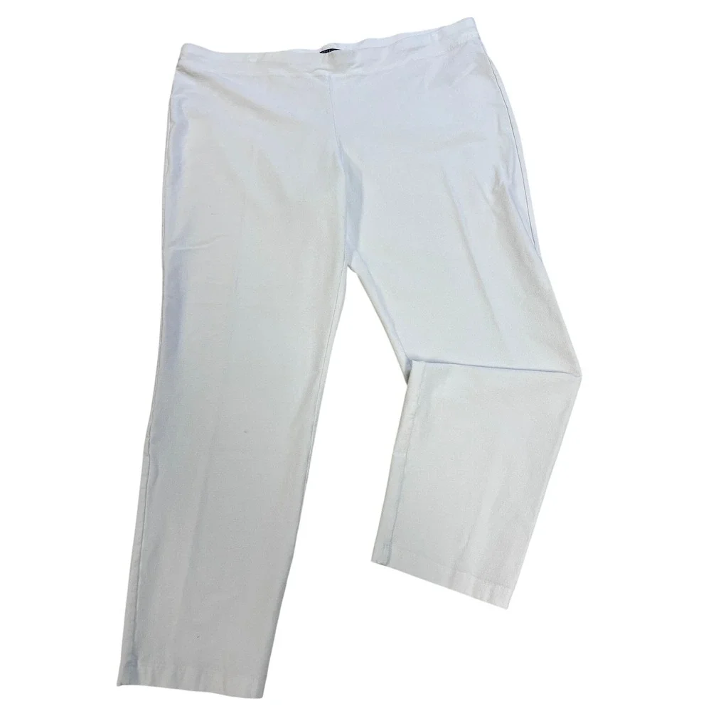 Eileen Fisher Crepe Pants Women XL White Good Stretch Pull On Straight Leg